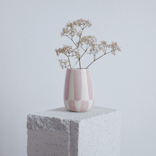 Pink Ceramic Porcelain Mini Flower Vase with Flowers