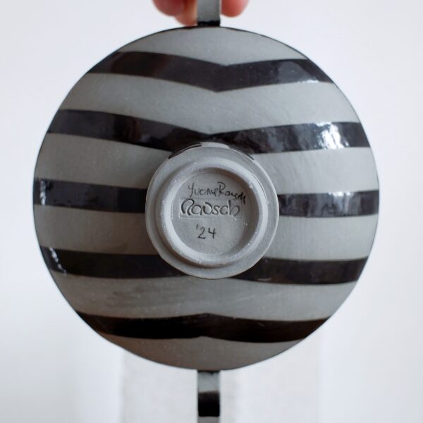 Black and Gray Striped Ceramic Porcelain Vase