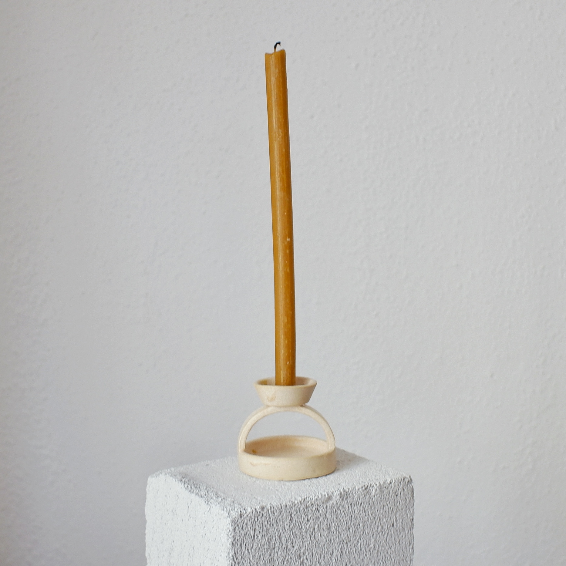 Ceramic Porcelain Candle Holder with Beeswax Candle