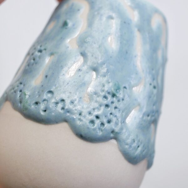 Blue Textured Ceramic Porcelain Flower Mini Vase