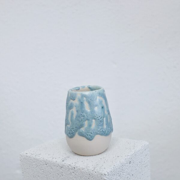 Blue Textured Ceramic Porcelain Mini Flower Vase